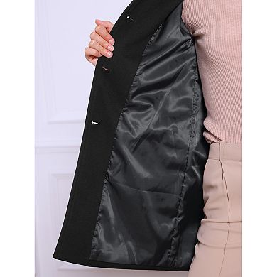 Winter Overcoat for Women Single Breasted Outerwear Mid-thigh Contrast Collar Pea Coat