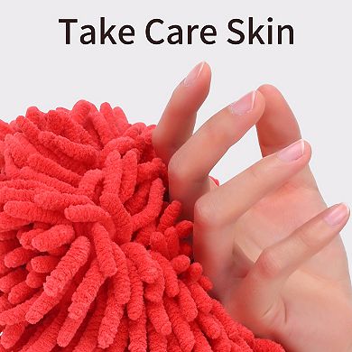 3Pcs Soft Absorbent Fluffy Chenille Ball Hand Towels Fuzzy Decorative Towel with Wall Hook 6"x6"