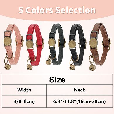 Cat Collar, Adjustable Breakaway Feature, PU Cat Collar Breakaway with Bell