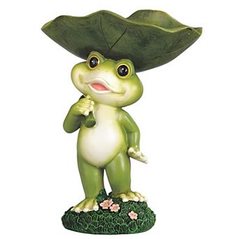 FC Design 8"H Frog with Lily Pad Bird Feeder Figurine Decoration Home Room Decor