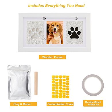 Paw Print Kit for Dog, Pet Memorial Gifts, Keepsake Memory Clay Kit with Frame and Accessories 1 Set