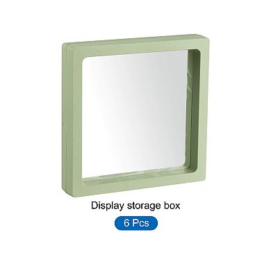 Floating Thin Film Display Box, ABS Frame Case 11cm x 11cm x 2cm Pack of 6