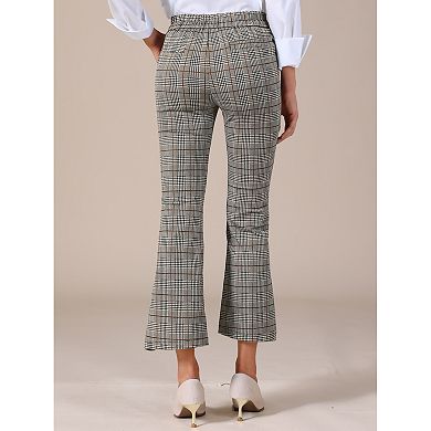 Women's Plaid Suit Pants High Waist Side Slit Business Office Long Trousers