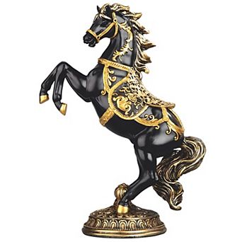 FC Design 10"H Black Upright Horse with Royal Saddle Figurine Decoration Home Room Decor