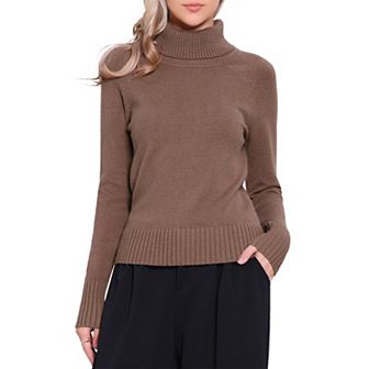Turtleneck Sweater Blouse for Women Long Sleeve Ribbed Knitted Pullover Top