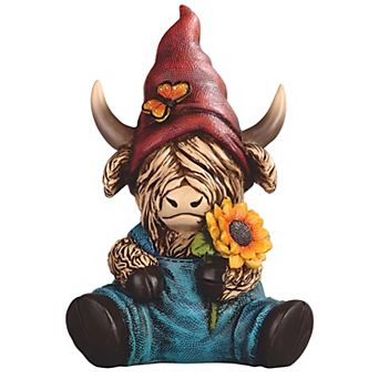 FC Design 8"H Highland Cow with Red Hat Figurine Decoration Home Room Decor