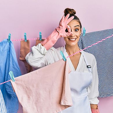 Portable Clothesline, 26.25ft Nylon Windproof Non-Slip Washing Line Rope