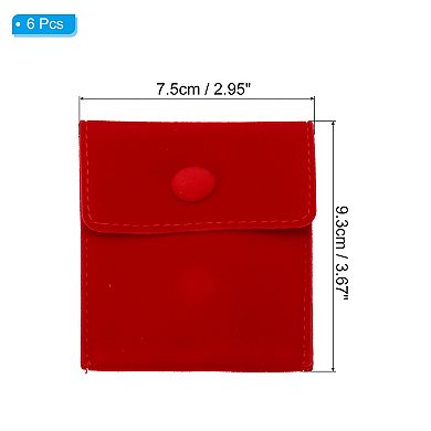 9.3x7.5cm Jewelry Pouches with Snap Button, 6 Pcs Soft Storage