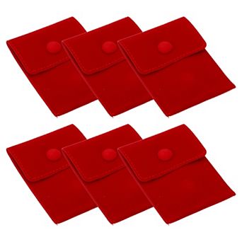 9.3x7.5cm Jewelry Pouches with Snap Button, 6 pc Soft Storage