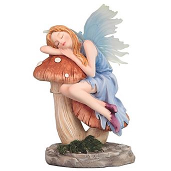 FC Design 6.25"H Blue Fairy Sleeping with Mushroom Figurine Decoration Home Room Decor