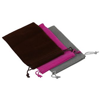 18x12cm Drawstring Gift Bags, 3 pc Soft Flannel Cloth Storage Pouch