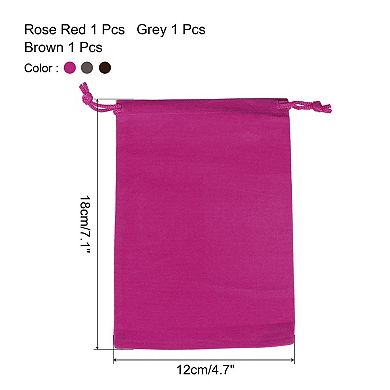 18x12cm Drawstring Gift Bags, 3Pcs Soft Flannel Cloth Storage Pouch