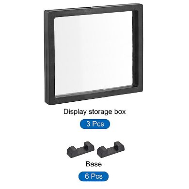 Floating Thin Film Display Box with Base 14cm x 14cm x 2cm Pack of 3
