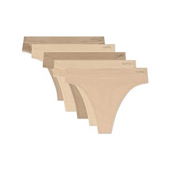 Women's 5 Pair Pack Seamless Side Crochet Thongs