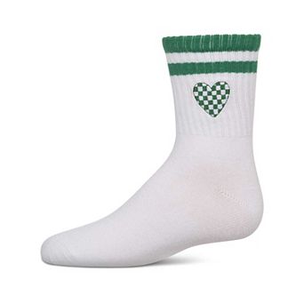 Girls' Checkered Heart Crew Socks
