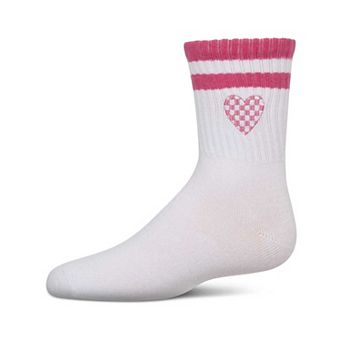 Girls' Checkered Heart Crew Socks