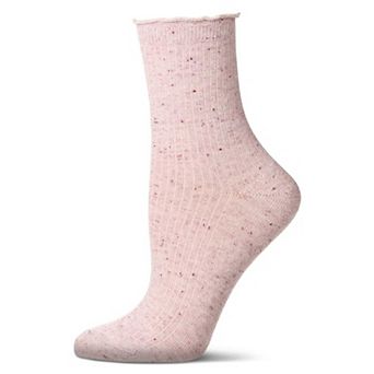 Women's Vintage Ribbed Multi-Flecked Lettuce Edge Crew Sock