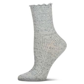 Women's Vintage Ribbed Multi-Flecked Lettuce Edge Crew Sock