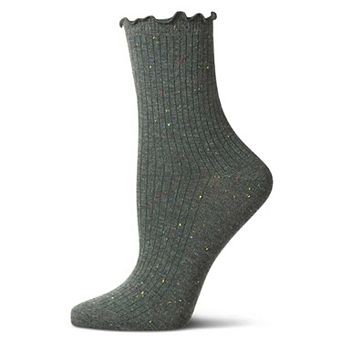Women's Vintage Ribbed Multi-Flecked Lettuce Edge Crew Sock