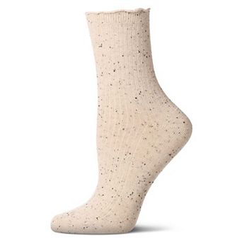 Women's Vintage Ribbed Multi-Flecked Lettuce Edge Crew Sock