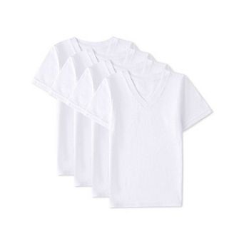 4 Pack Boys Cotton Rich V-Neck Short Sleeve Undershirts