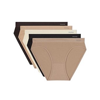 Womens 5 Pair Pack Seamless Pin Rib Bikinis