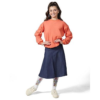 Girls Cargo Sleeve Cotton Rich Bomber Style Long Sleeve T-Shirt