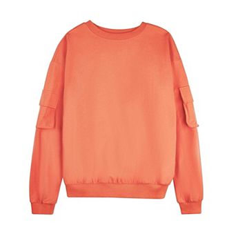 Girls Cargo Sleeve Cotton Rich Bomber Style Long Sleeve T-Shirt