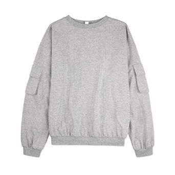 Girls Cargo Sleeve Cotton Rich Bomber Style Long Sleeve T-Shirt