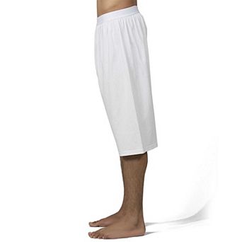 2 Pair Men's Knee-Length Cotton Rich Knit Boxer Shorts