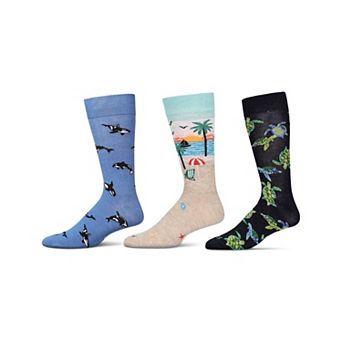 3 Pair Men's Vacation Themed Novelty Crew Socks