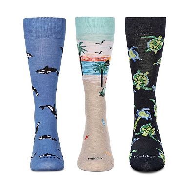 3 Pair Men's Vacation Themed Novelty Crew Socks