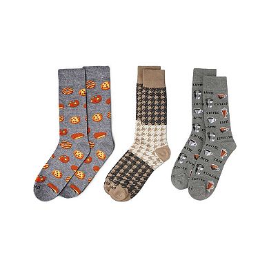 3 Pair Men's Food & Beverage Themed Novelty Crew Socks