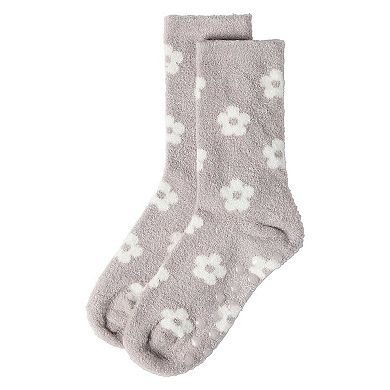 Women's "Daisies" Non-Skid Lavender Infused Crew-Length Cozy Spa Sock