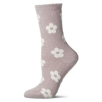 Women's "Daisies" Non-Skid Lavender Infused Crew-Length Cozy Spa Sock