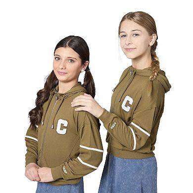 Girls Sporty C Camp Patch Zippered Hoodie