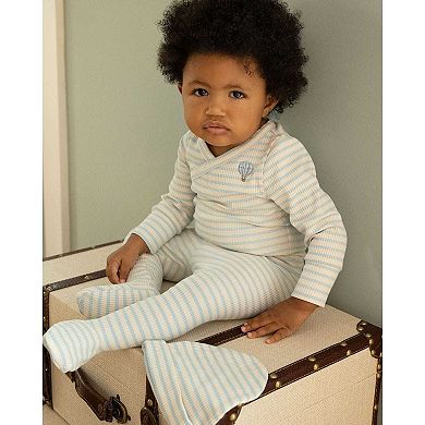 3 Piece Infant Striped "Hot Air Balloon" Modal Blend Bodysuit Set