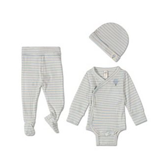 3 pc Infant Striped "Hot Air Balloon" Modal Blend Bodysuit Set