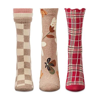 Women's 3 Pair Pack Fashion Crew Socks