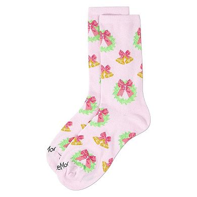 Women's "Bells N Bows" Christmas Holiday Novelty Crew Sock
