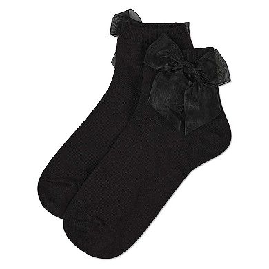 Women's Cotton Rich Tulle Bow Trimmed Ankle Sock