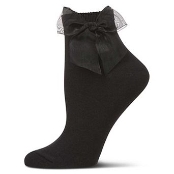 Women's Cotton Rich Tulle Bow Trimmed Ankle Sock