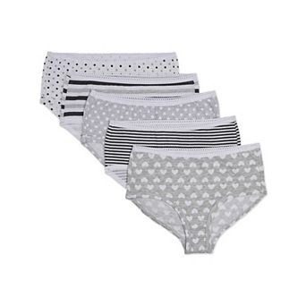 5 Pair Girls "Gray"tefulness 100% Cotton Brief Panties