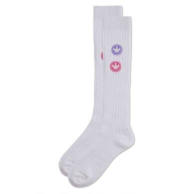 Girls "Rubber Smiley Face" Cotton Rich Knee Sock