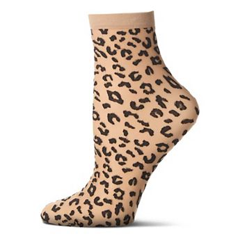 Women's Wild and Free Leopard Print Sheer Anklet Sock