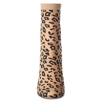 Women's Wild and Free Leopard Print Sheer Anklet Sock