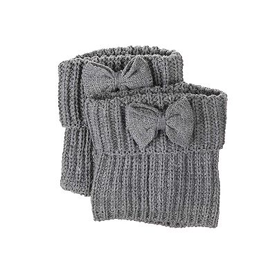 Women's Cozy Ribbed Bow-Trim Deep-Cuff Boot Topper
