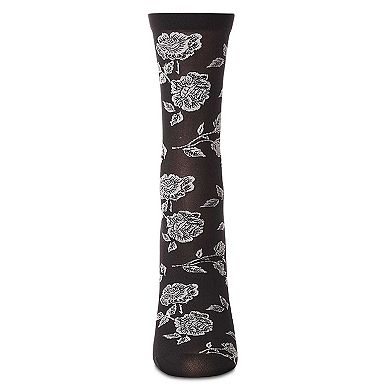 Women's All-Over Fancy Floral Sheer Crew Sock