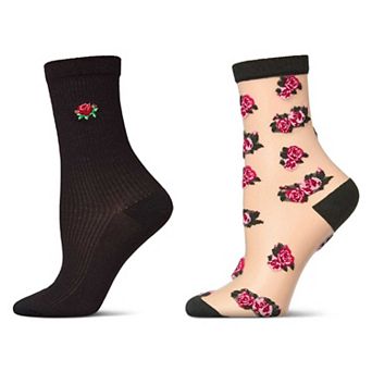 2 Pair Women's Fashion Floral Crew Socks