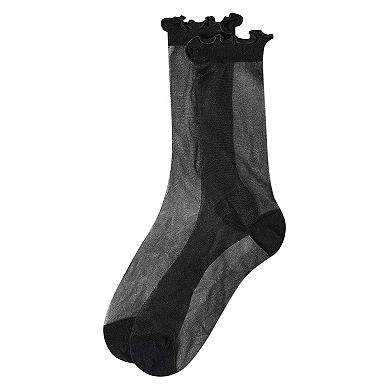 Women's Lettuce-Edge Silky Sheer Crew Sock